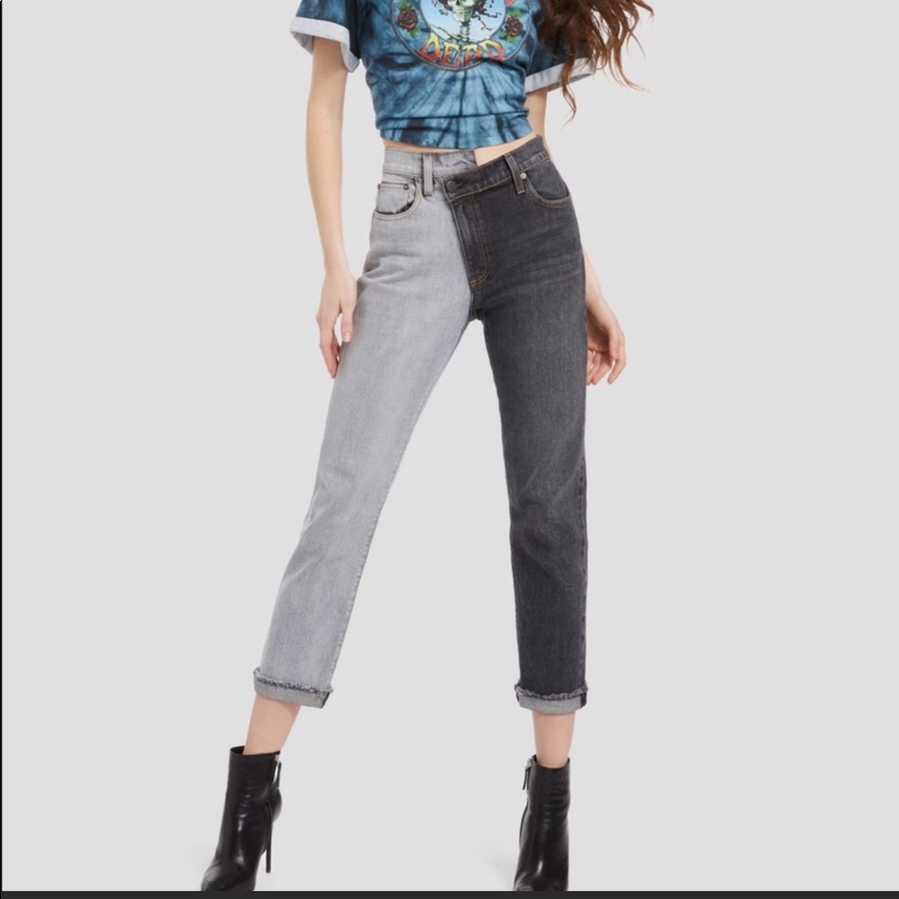 Asymmetrical 2-Tone Jeans. New with tag.